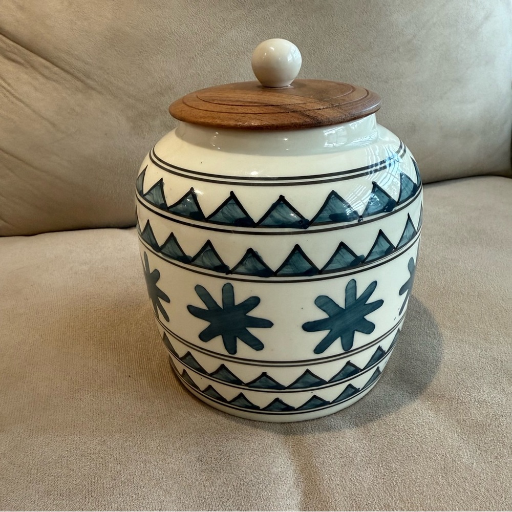 Ceramic Jar with Wooden Lid